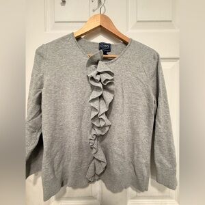 Chaps Light Gray Knit Zip-cardigan  Sweater size L